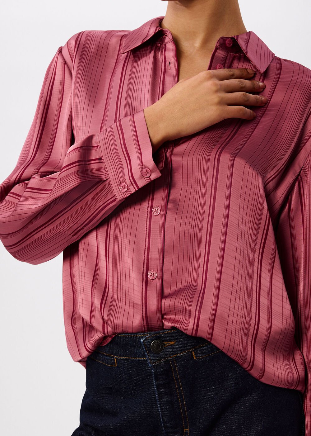 Pink/Multi Satin Stripe Shirt