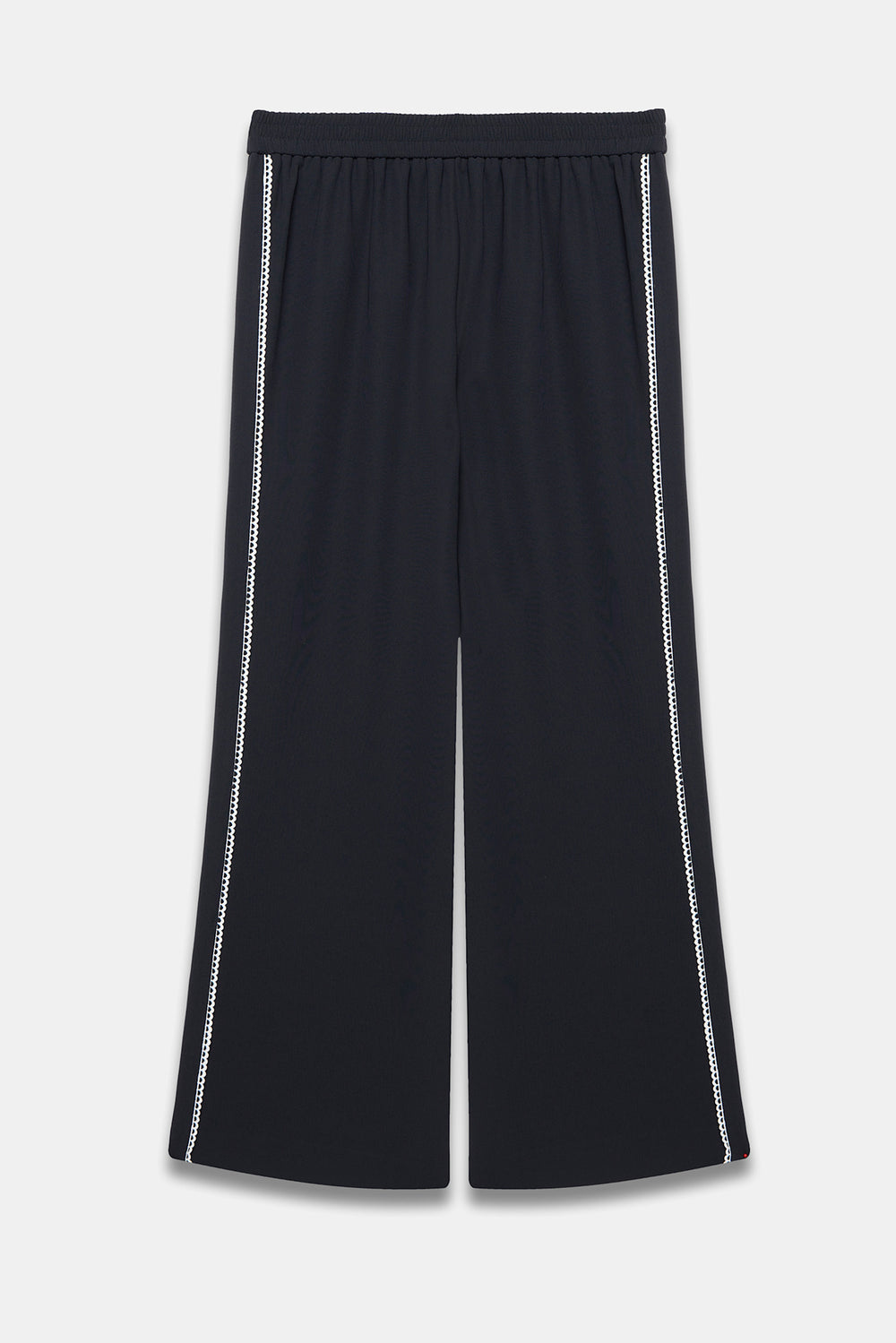 Navy Scallop Side Stripe Wide Trousers