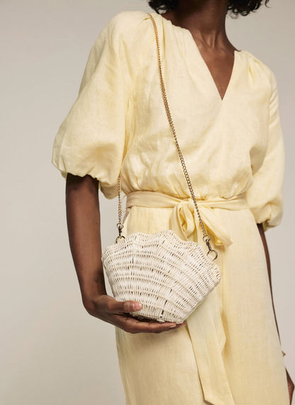White Structured Shell Clutch Bag