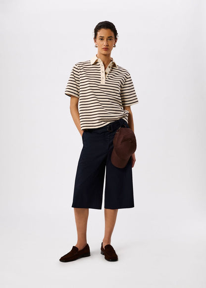 Ivory/Multi Short Sleeve Stripe Polo