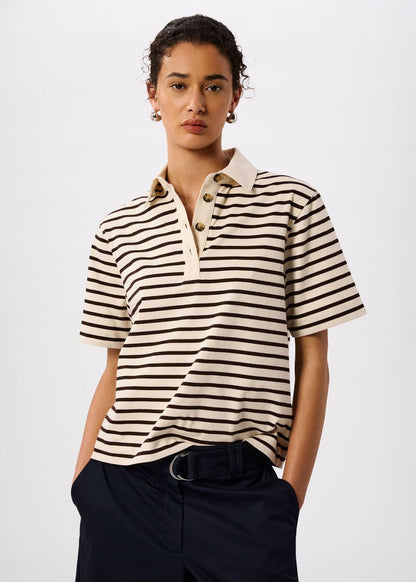 Ivory/Multi Short Sleeve Stripe Polo