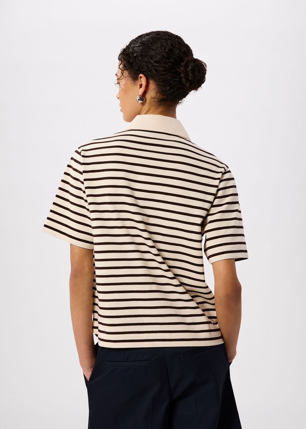 Ivory/Multi Short Sleeve Stripe Polo