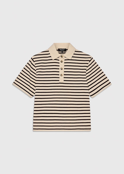 Ivory/Multi Short Sleeve Stripe Polo