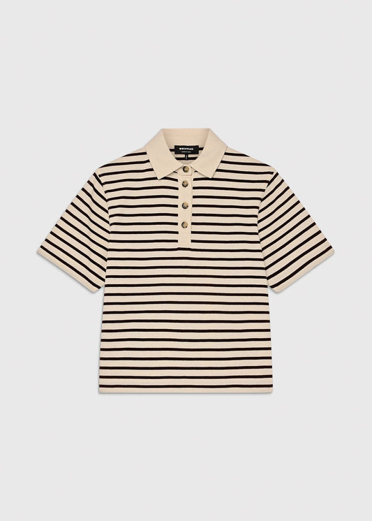 Ivory/Multi Short Sleeve Stripe Polo