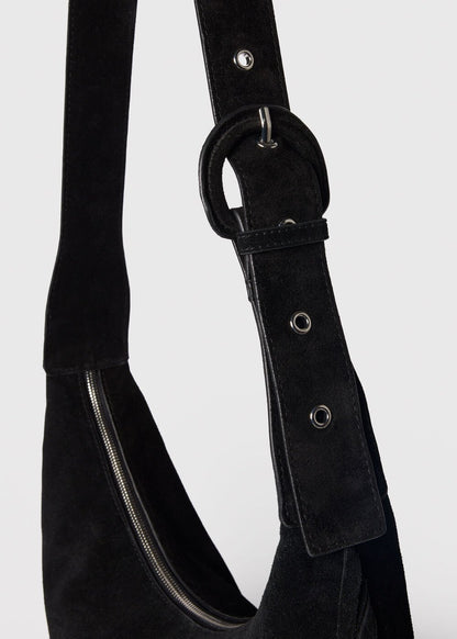 Black Sia Suede Fringed Bag