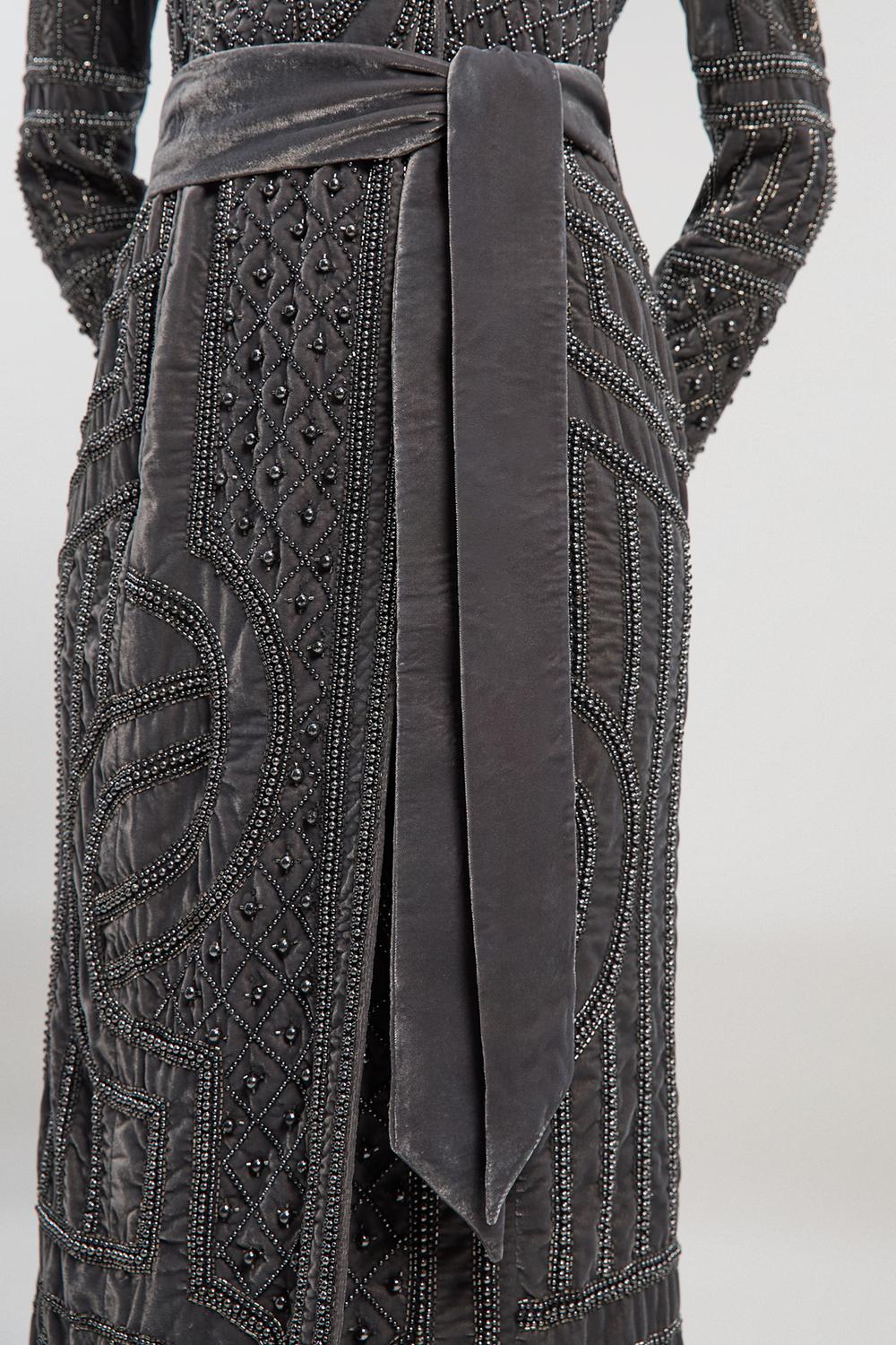 Velvet Embellished Woven Maxi Blazer Dress