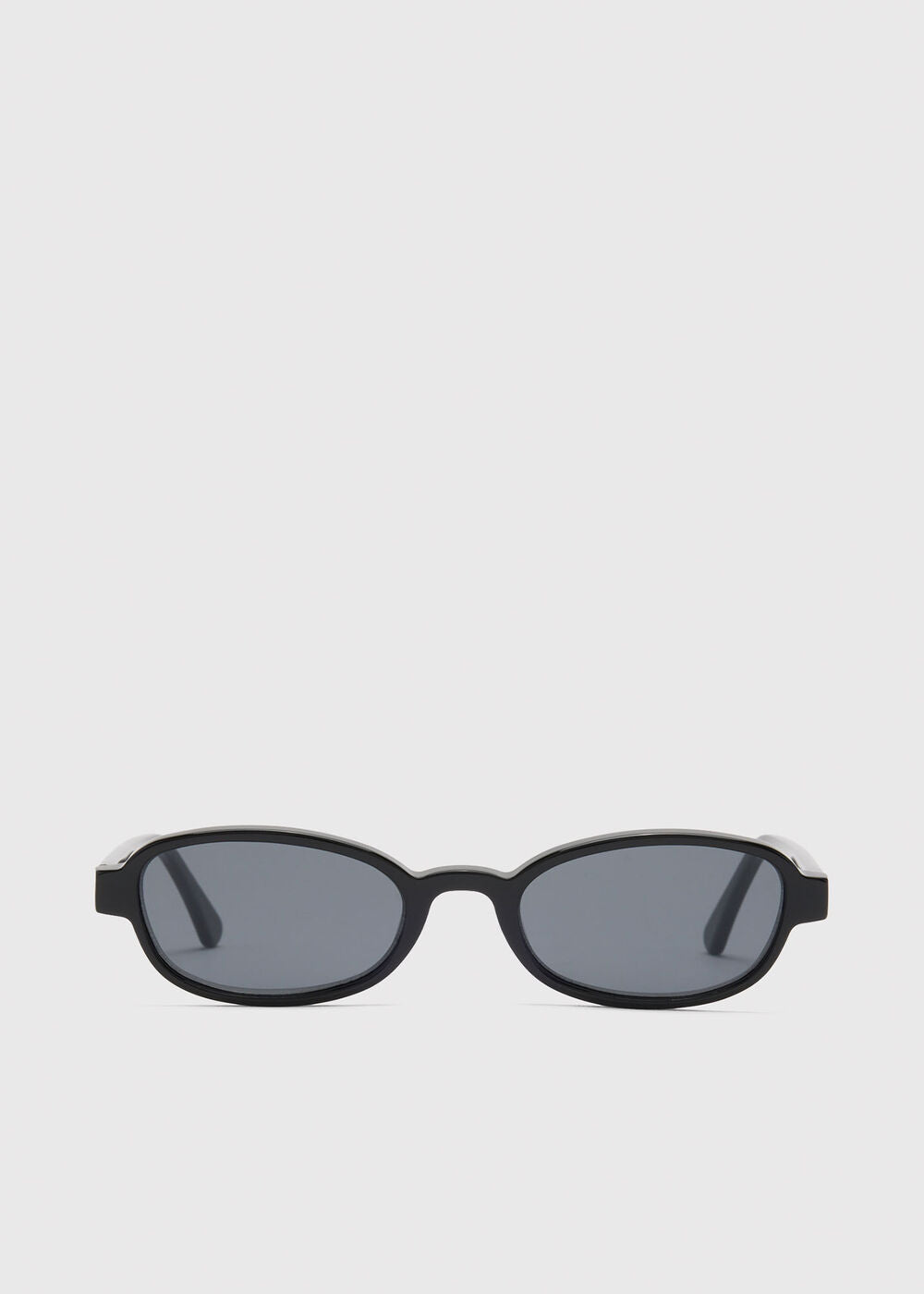Black Slim Oval Sunglasses