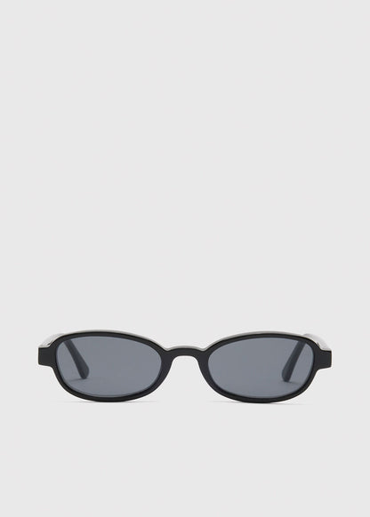 Black Slim Oval Sunglasses