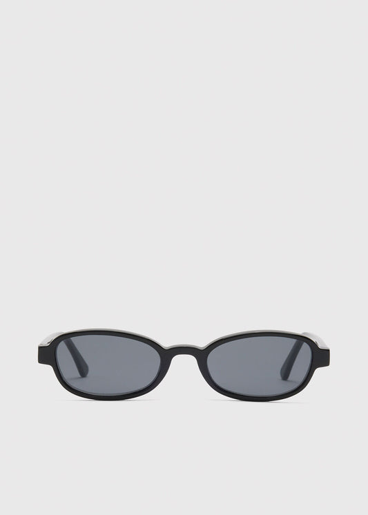 Black Slim Oval Sunglasses