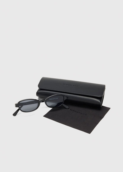 Black Slim Oval Sunglasses