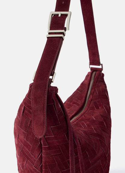 Stevie Burgundy Woven Bucket Bag