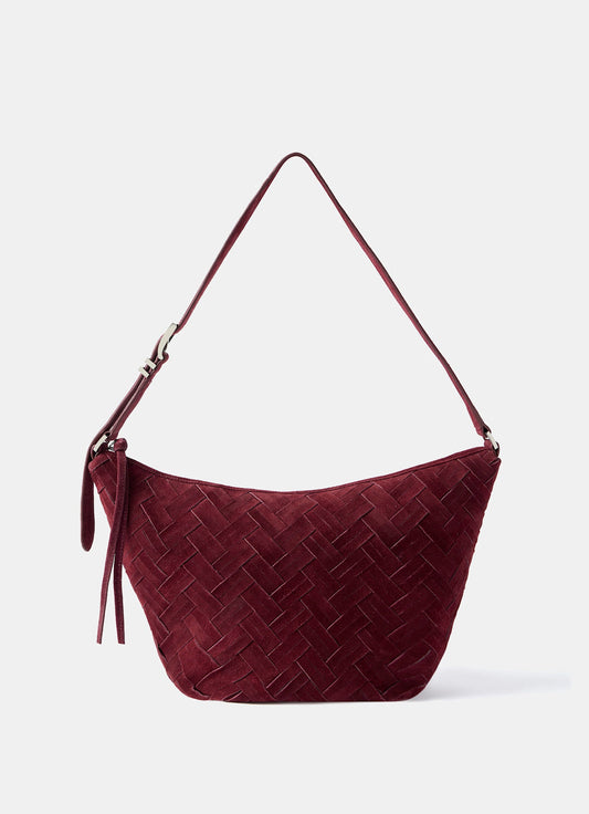 Stevie Burgundy Woven Bucket Bag