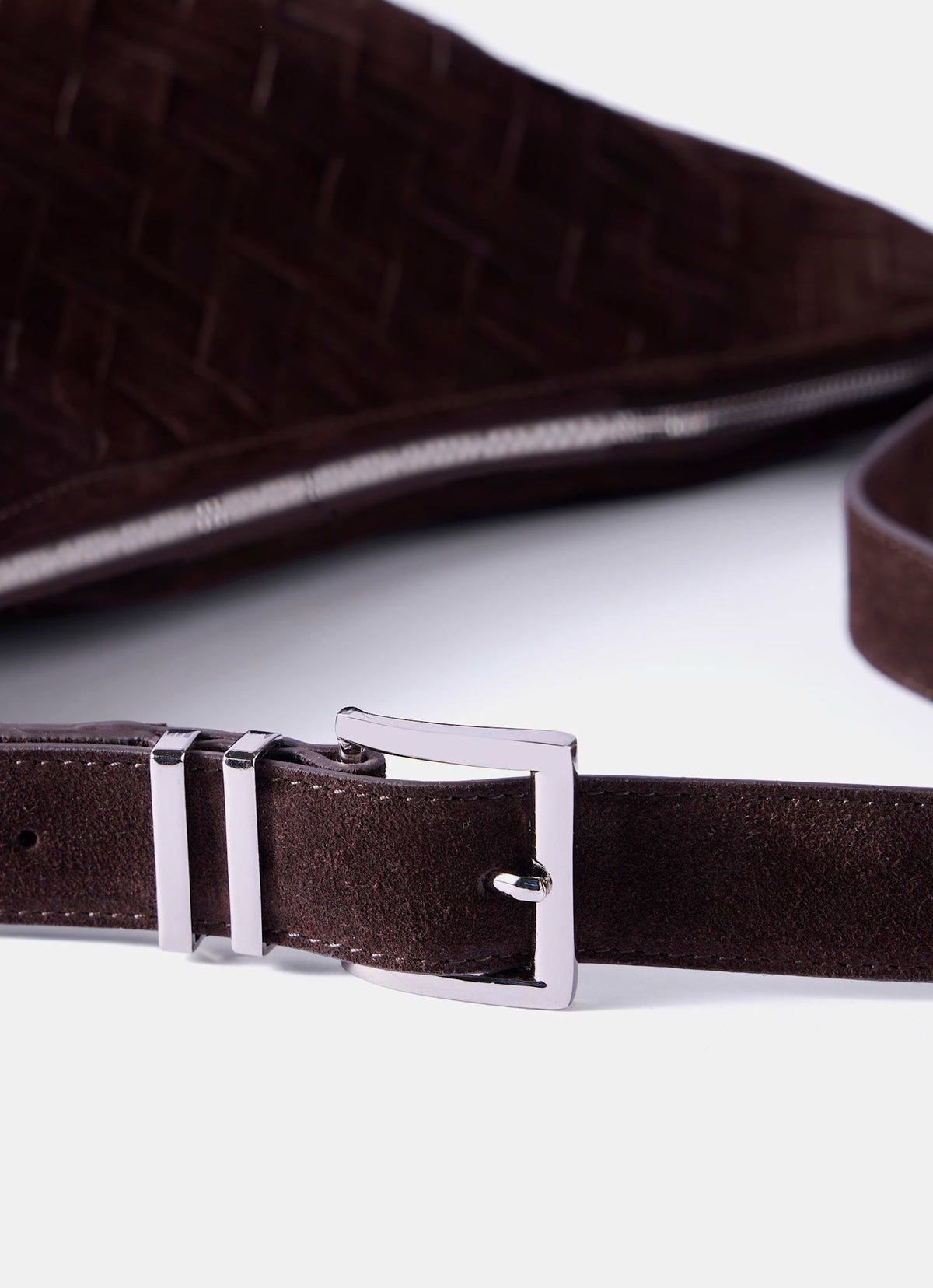 Stevie Brown Suede Woven Sling Bag