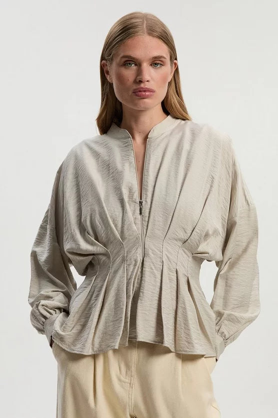 Pleated Detail Woven Jacket