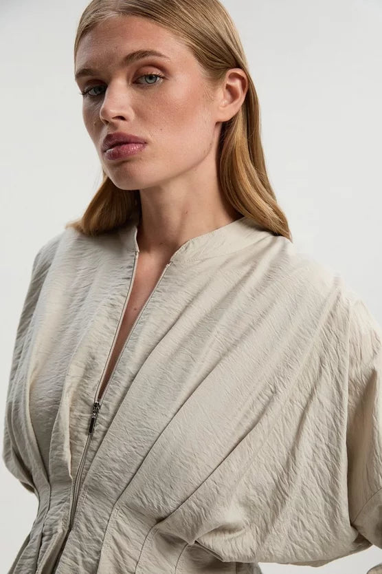 Pleated Detail Woven Jacket