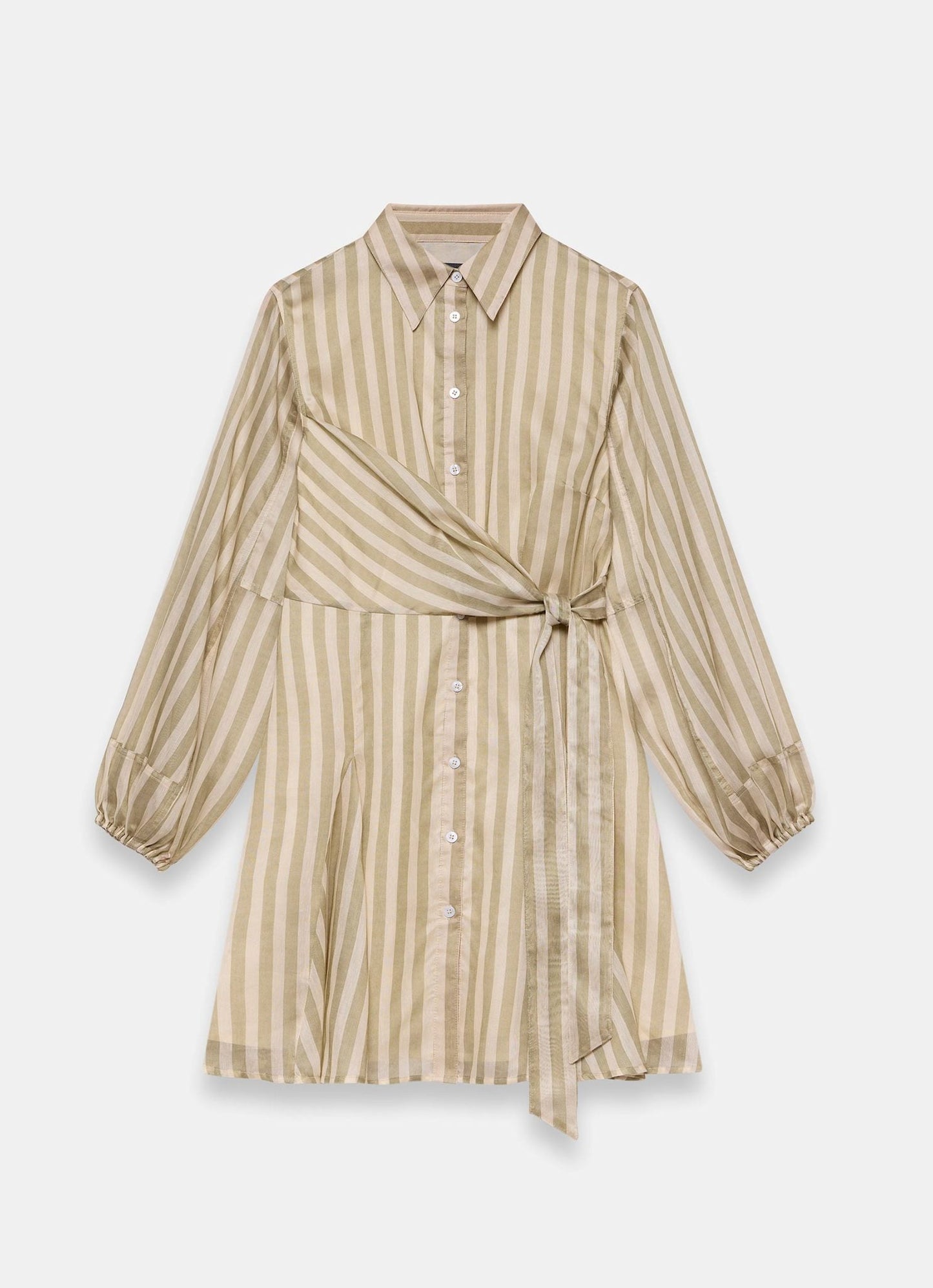 Khaki Stripe Wrap Mini Dress