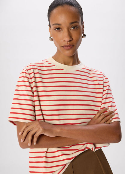 Red/Multi Stripe Relaxed Cotton T-Shirt | WHISTLES | Whistles UK | Back ButtonSearch IconFilter Icon