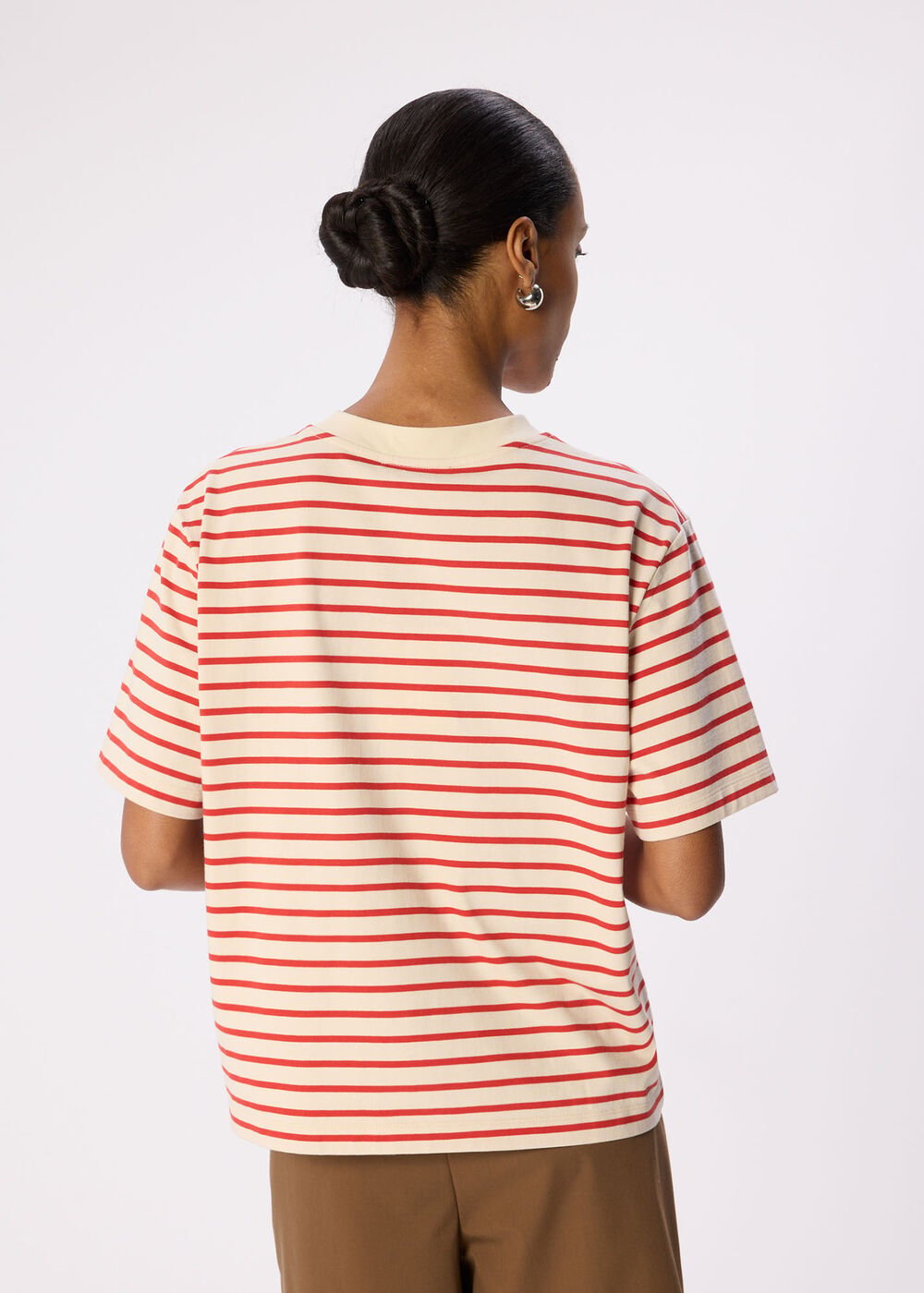 Red/Multi Stripe Relaxed Cotton T-Shirt | WHISTLES | Whistles UK | Back ButtonSearch IconFilter Icon