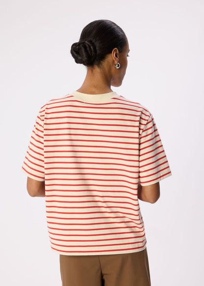 Red/Multi Stripe Relaxed Cotton T-Shirt | WHISTLES | Whistles UK | Back ButtonSearch IconFilter Icon