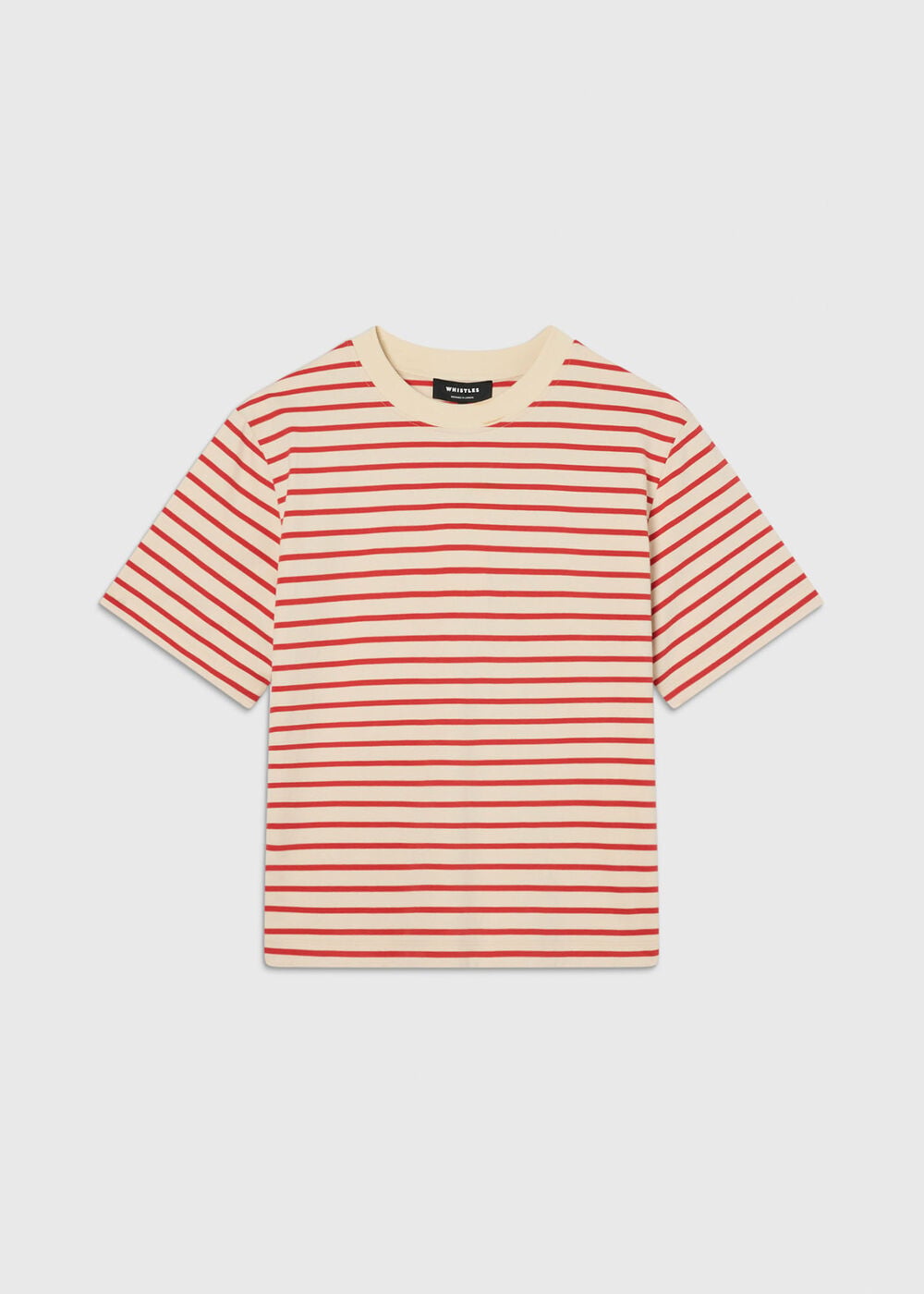 Red/Multi Stripe Relaxed Cotton T-Shirt | WHISTLES | Whistles UK | Back ButtonSearch IconFilter Icon