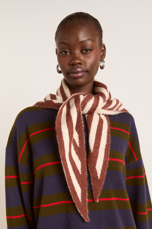 Knitted Stripe Triangle Head Scarf