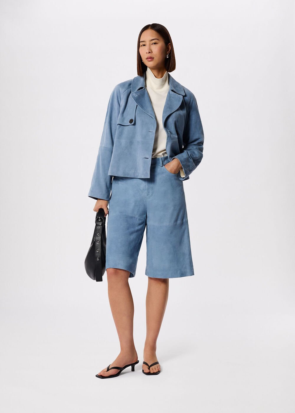 Blue Suede Longline Shorts