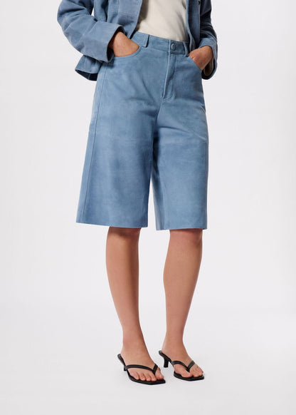 Blue Suede Longline Shorts