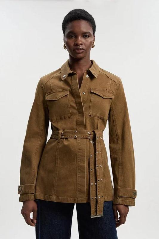 Denim Utility Belted Jacket