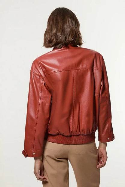 Leather Cargo Pocket Bomber Jacket