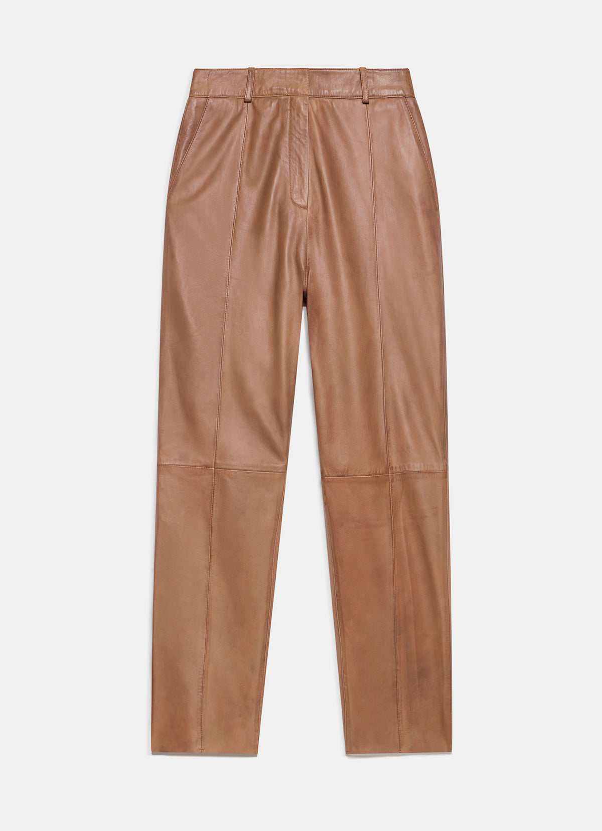 Tan Leather Tapered Trousers
