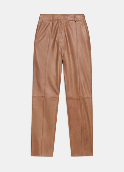 Tan Leather Tapered Trousers