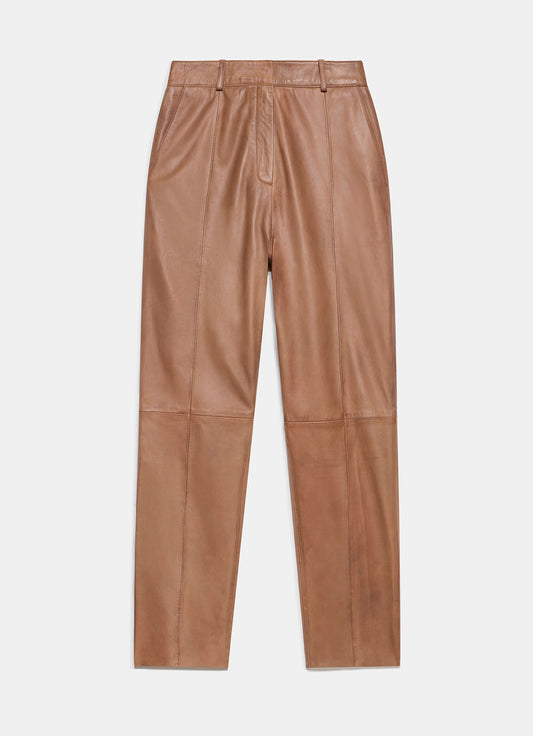 Tan Leather Tapered Trousers