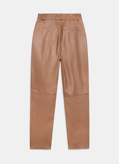Tan Leather Tapered Trousers