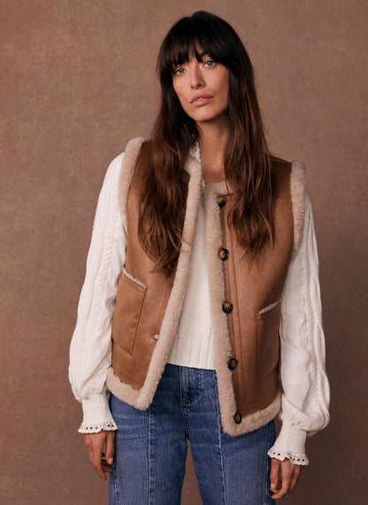 Tan Reversible Faux Fur Gilet