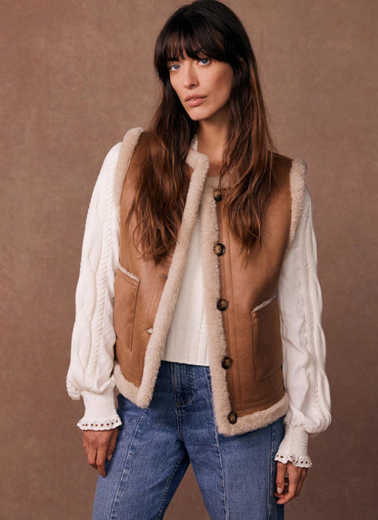 Tan Reversible Faux Fur Gilet