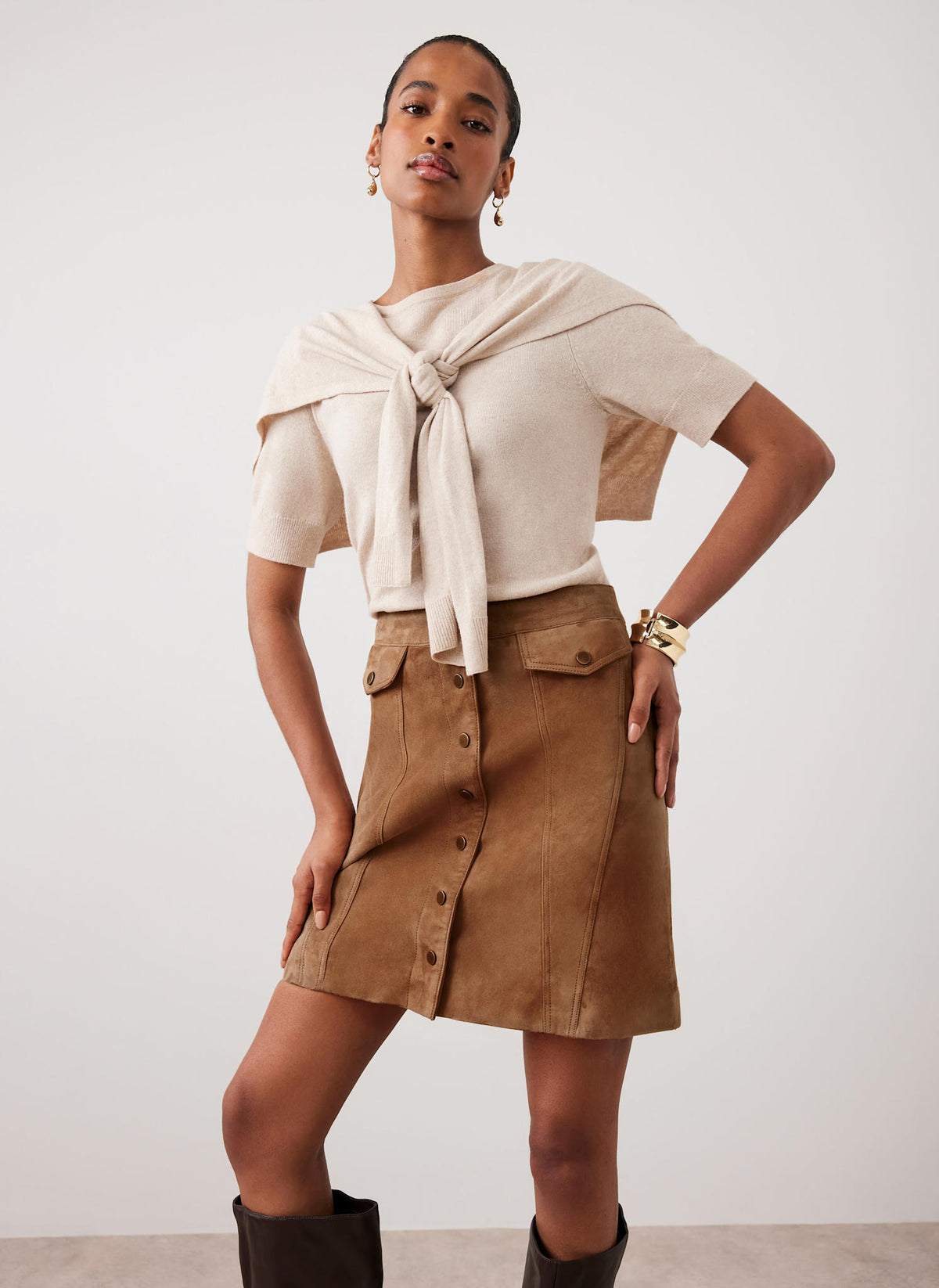 Tan Suede Mini Skirt