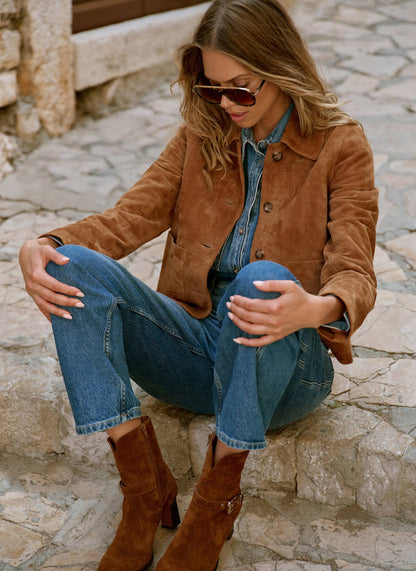 Tan Suede Pocket Detail Jacket