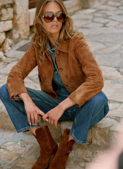 Tan Suede Pocket Detail Jacket