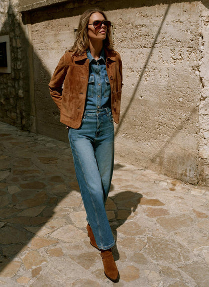 Tan Suede Pocket Detail Jacket