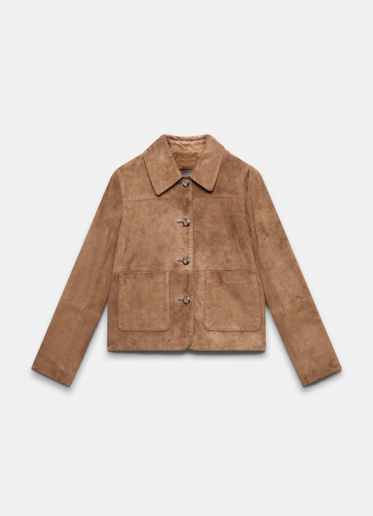 Tan Suede Pocket Detail Jacket