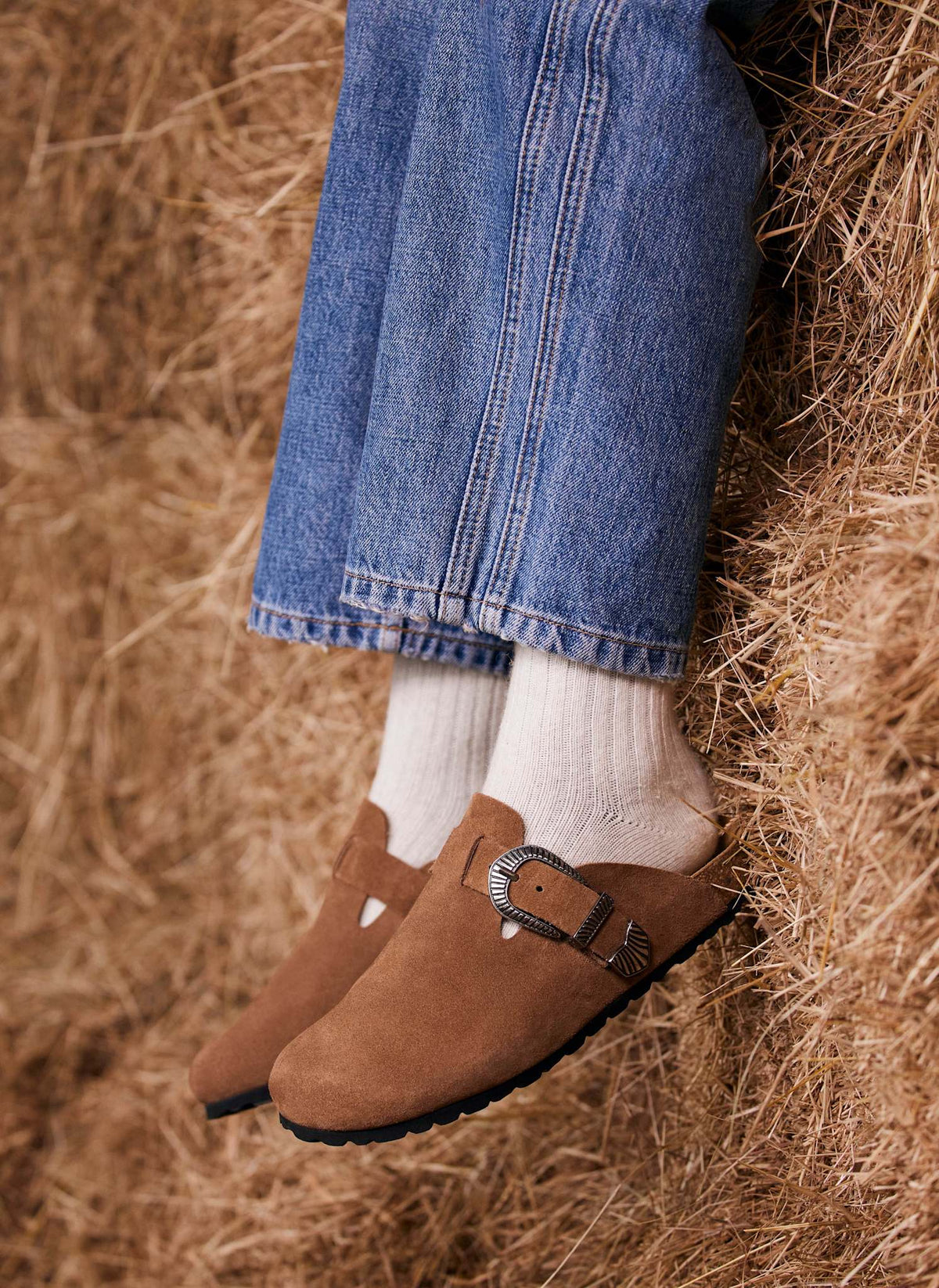 Tan Suede Western Clogs