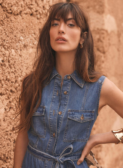 Blue Denim Maxi Shirt Dress