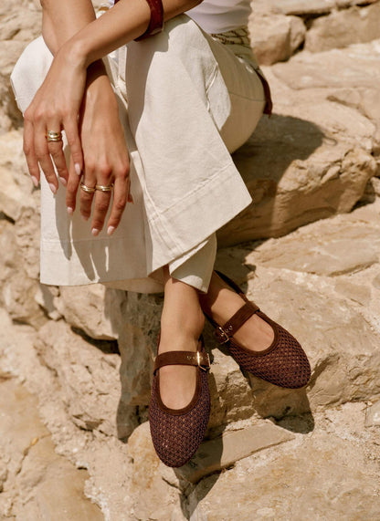 Trixie Brown Mesh Ballet Flat Pumps