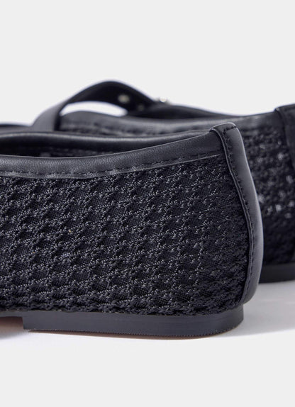 Trixie Black Mesh Ballet Flat Pumps