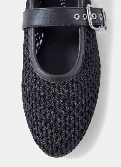 Trixie Black Mesh Ballet Flat Pumps