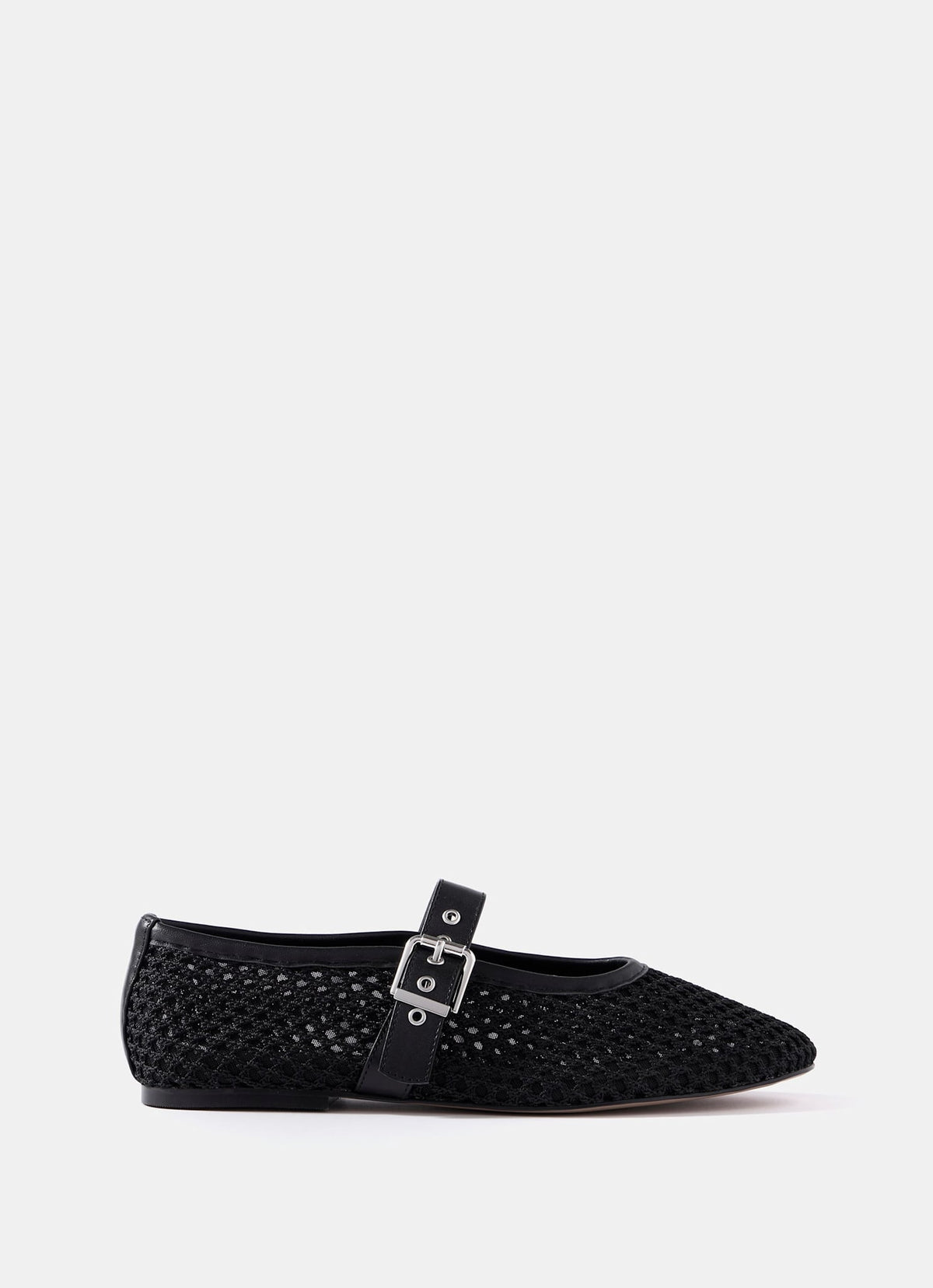 Trixie Black Mesh Ballet Flat Pumps