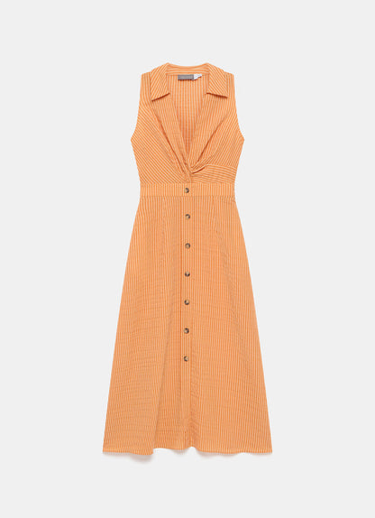 Orange Striped Midi Dress