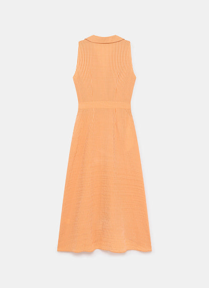 Orange Striped Midi Dress