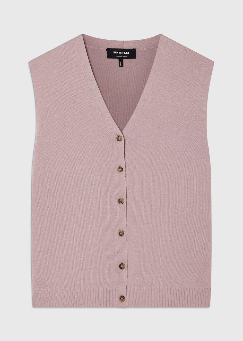 Pale Pink V Neck Button Front Knit Tank