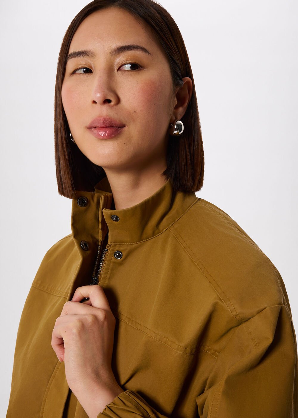 Neutral Wax Coated Bomber Jacket